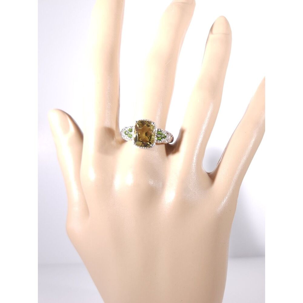 Ouro Verde Quartz 3 Carats and Chrome Diopside Ring Size 7 - Picture 10 of 11